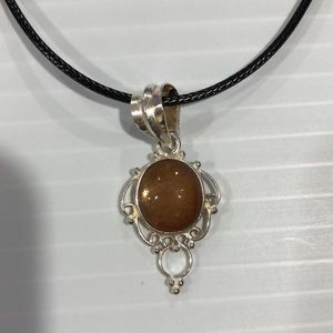 925 Sterling Silver Golden Brown Tigers Eye Pendant